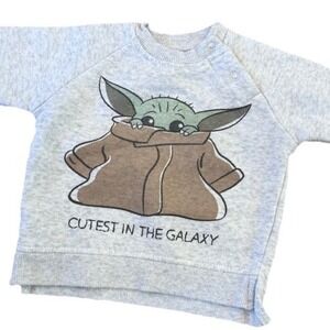 Star Wars Baby Yoda "Cutest In The Galaxy" Baby Boys Girls Gray Sweatshirt 0-3M